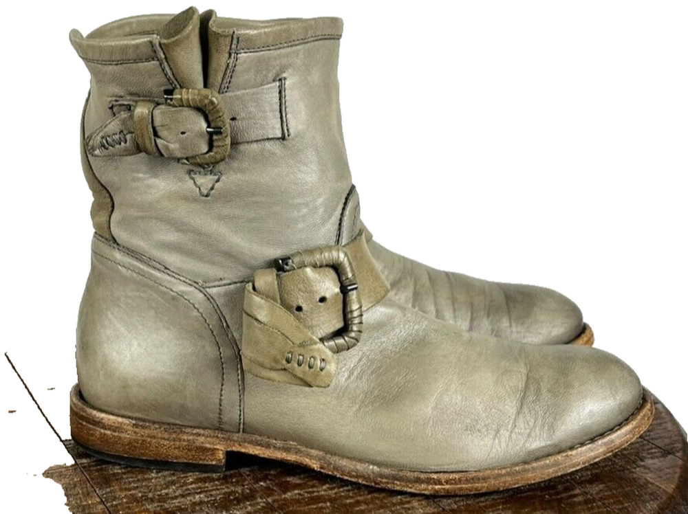 Alberto Fermani Boots Womens US 5.5 EU 35.5 Taupe Leather Moto Motorcycle Riding